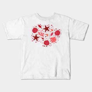 Ocean lover with Our Ocean-Inspired Red and pink Aesthetic, sea coral, sealife, red hues, orange, dark Kids T-Shirt